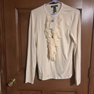 Cream Lace Detail Women's Top